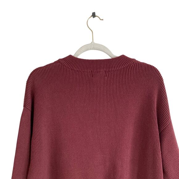 Vintage LL Bean Burgundy 5 Button Henley Cotton Fisherman Knit Sweater XXL Tall - Picture 9 of 15